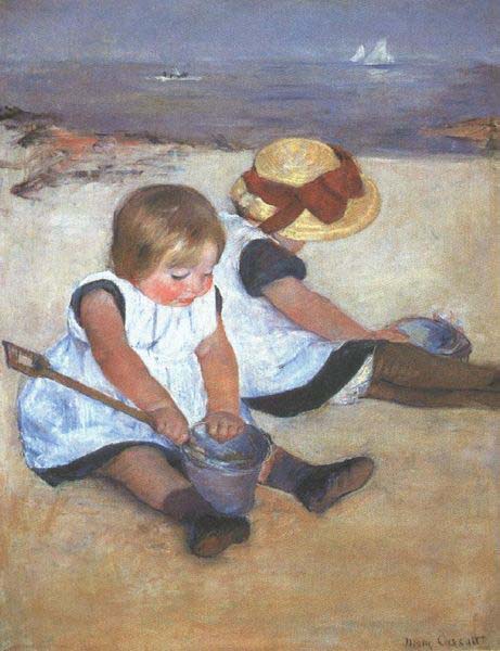 Mary Cassatt Children on the Beach